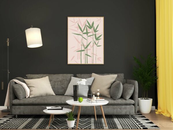 abstract green bamboo leaves wall art canvas