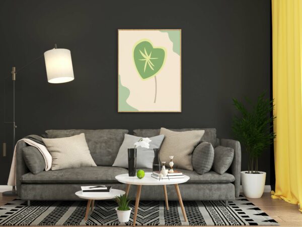 abstract green leaf wall art canvas