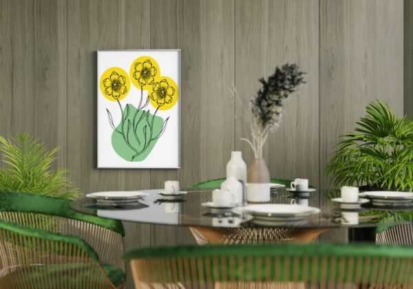 mustard yellow flower wall art canvas