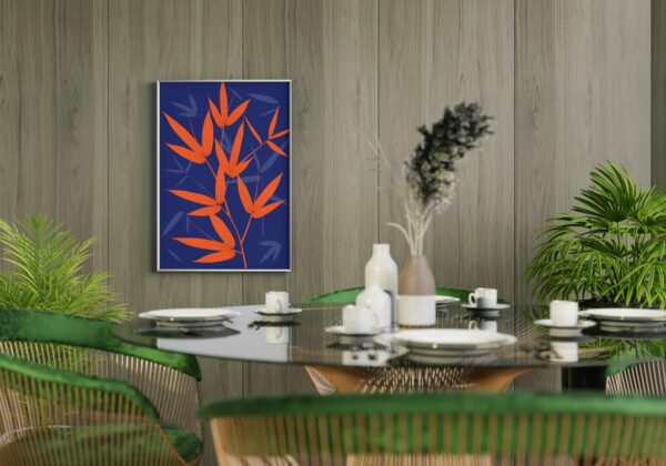 red bamboo leaves wall art canvas
